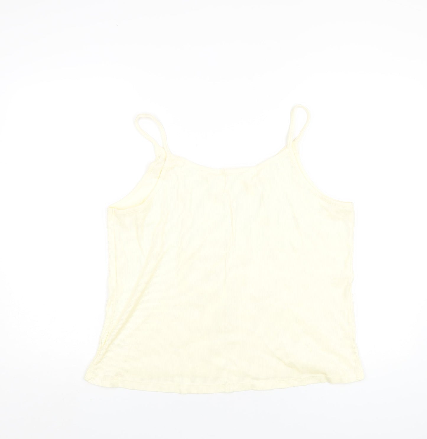 Bonmarché Womens Yellow Cotton Camisole T-Shirt Size L Scoop Neck