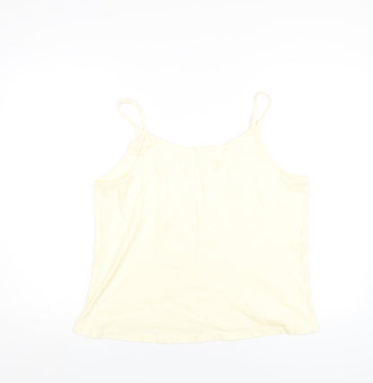 Bonmarché Womens Yellow Cotton Camisole T-Shirt Size L Scoop Neck