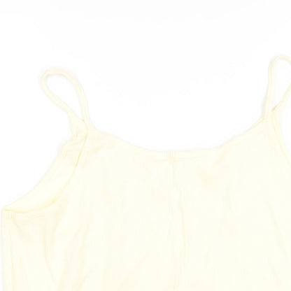Bonmarché Womens Yellow Cotton Camisole T-Shirt Size L Scoop Neck