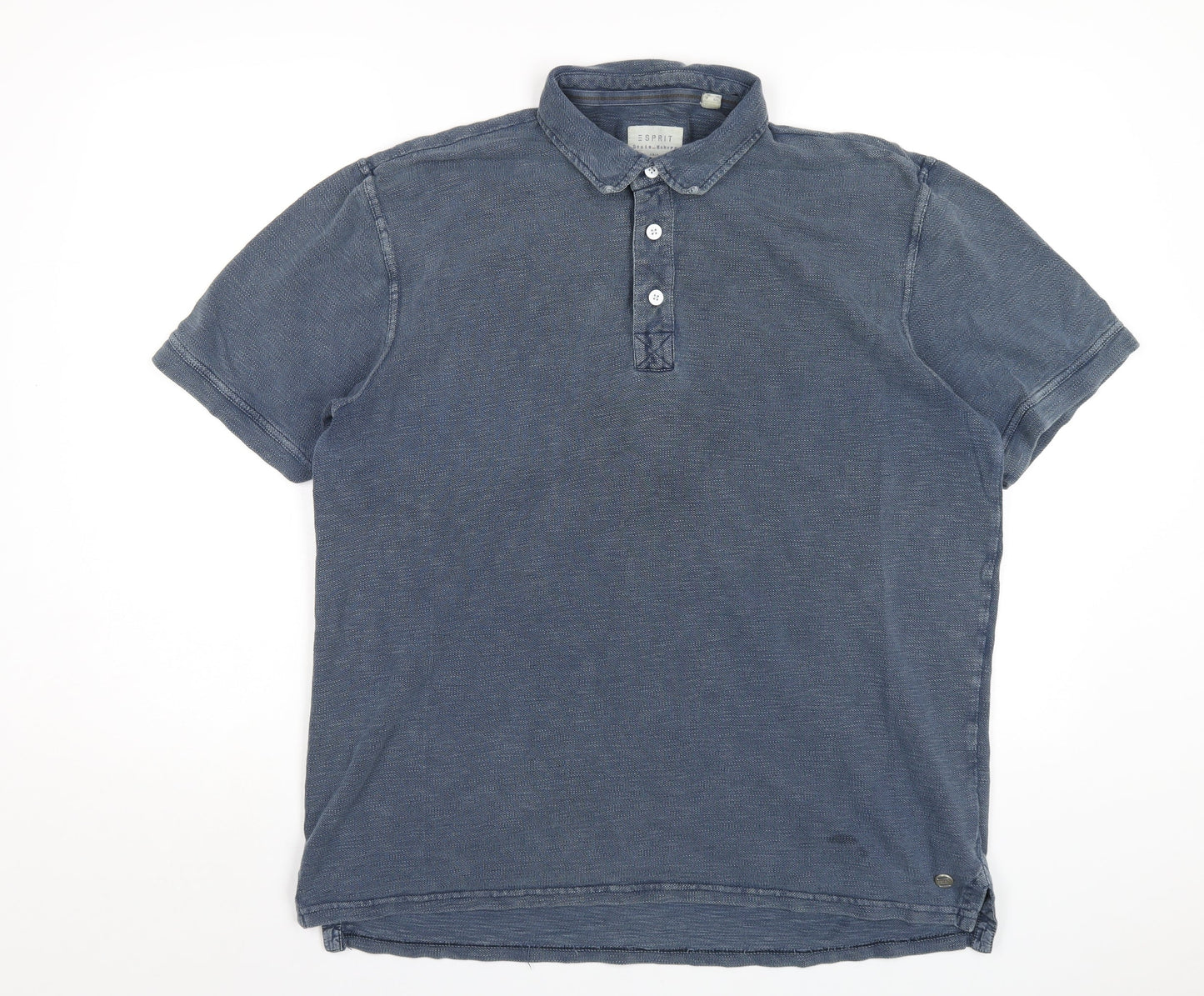 Esprit Mens Blue Cotton Polo Size XL Collared Button
