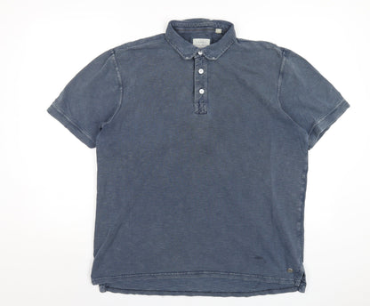Esprit Mens Blue Cotton Polo Size XL Collared Button