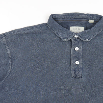 Esprit Mens Blue Cotton Polo Size XL Collared Button