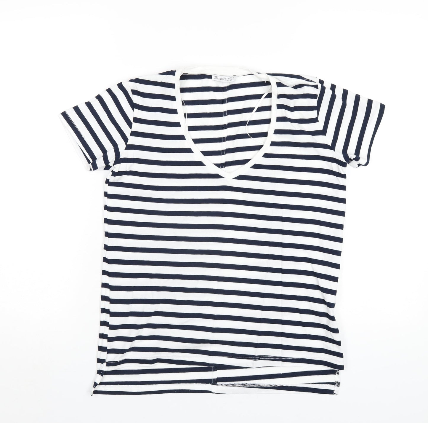 Womens UK Size S Zara Blue Basic T-Shirt