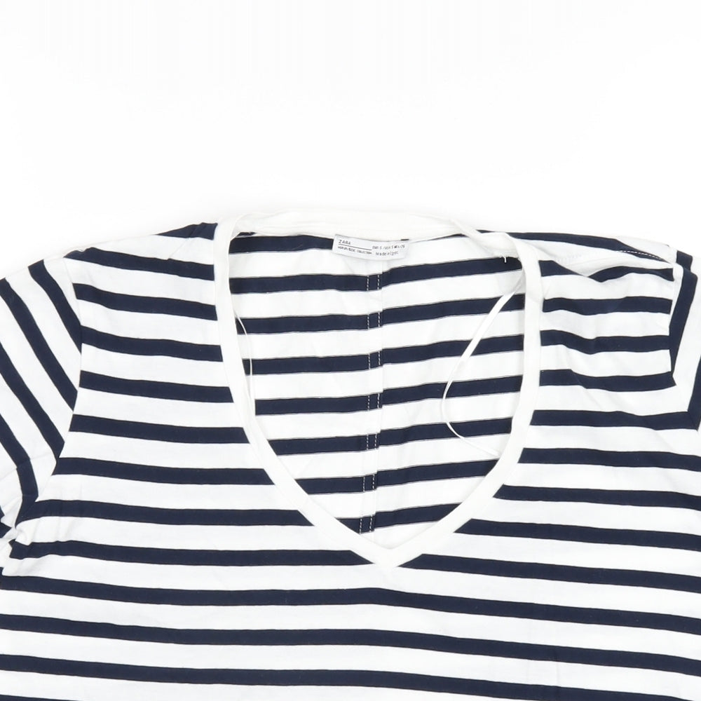 Womens UK Size S Zara Blue Basic T-Shirt