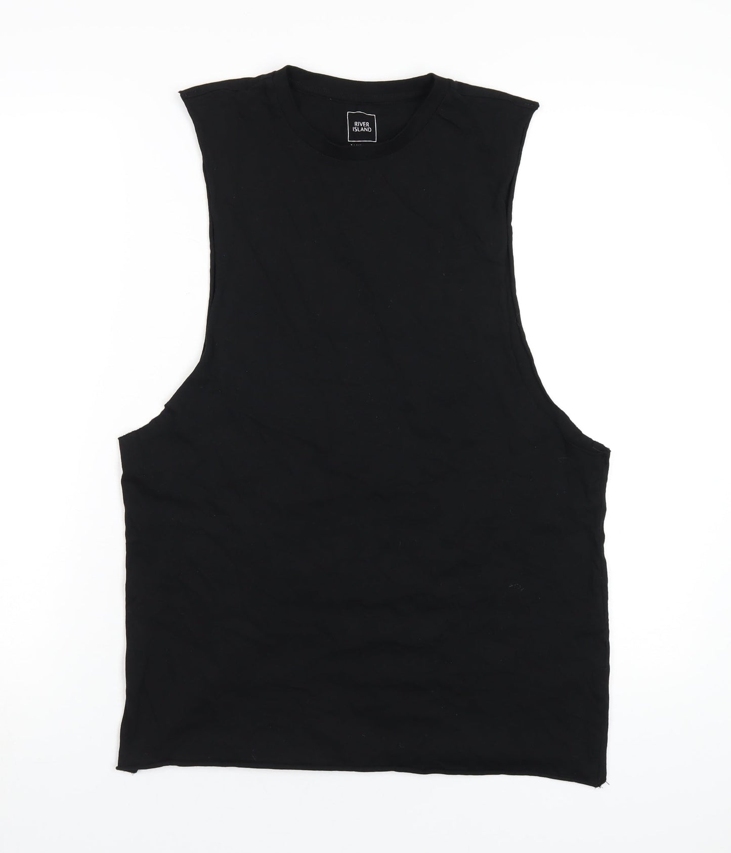 River Island Mens Black Cotton T-Shirt Size M Round Neck