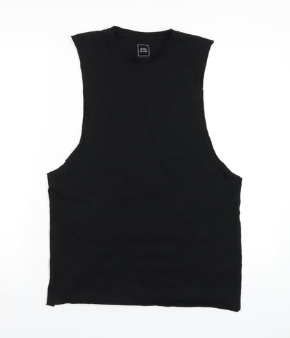 River Island Mens Black Cotton T-Shirt Size M Round Neck