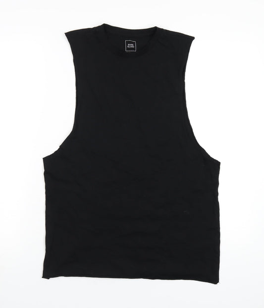 River Island Mens Black Cotton T-Shirt Size M Round Neck