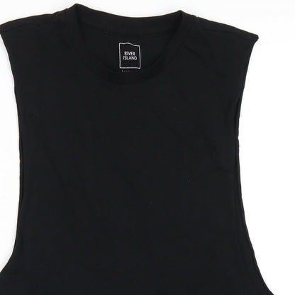 River Island Mens Black Cotton T-Shirt Size M Round Neck