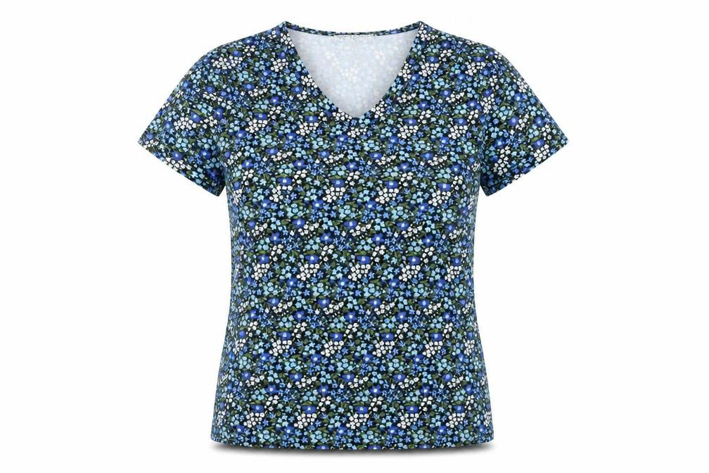 Womens UK Size S By Clara Blue Basic T-Shirt