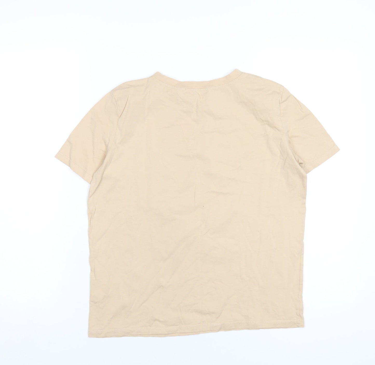 Womens UK Size S Zara Beige Basic T-Shirt