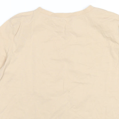 Womens UK Size S Zara Beige Basic T-Shirt