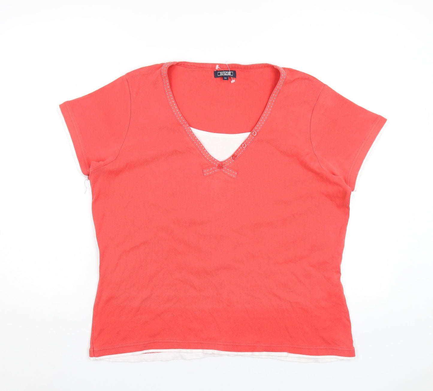 Womens UK Size 20 Maine Red Basic T-Shirt