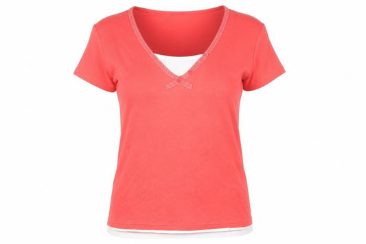 Womens UK Size 20 Maine Red Basic T-Shirt