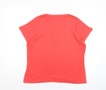 Womens UK Size 20 Maine Red Basic T-Shirt