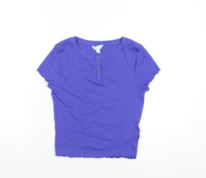 Womens UK Size S Marks and Spencer Blue Basic T-Shirt