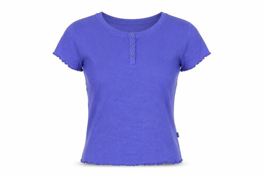 Marks & Spencer Womens Blue Cotton Basic T-Shirt Size S Round Neck