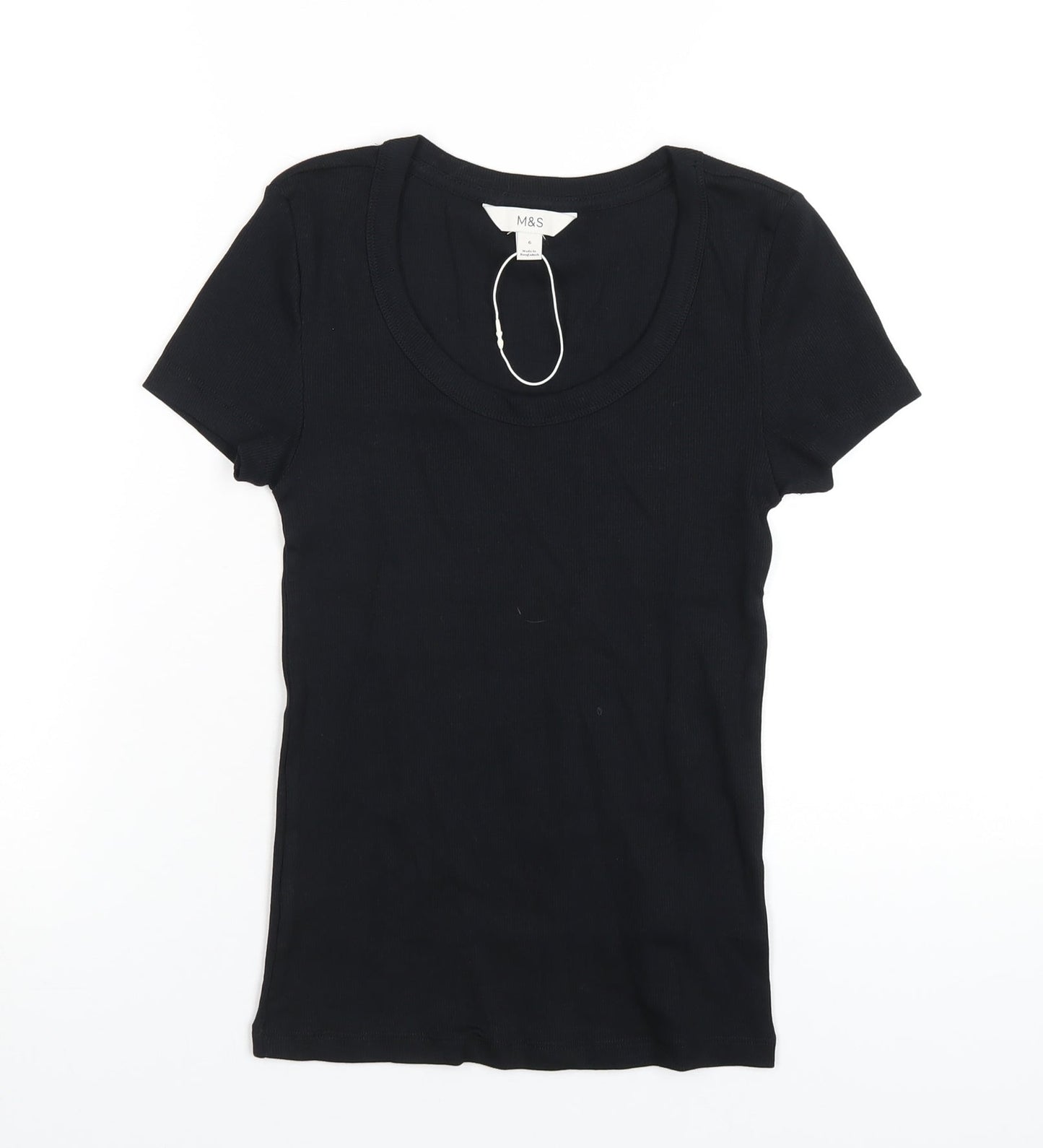 Womens UK Size 6 Marks and Spencer Black Basic T-Shirt