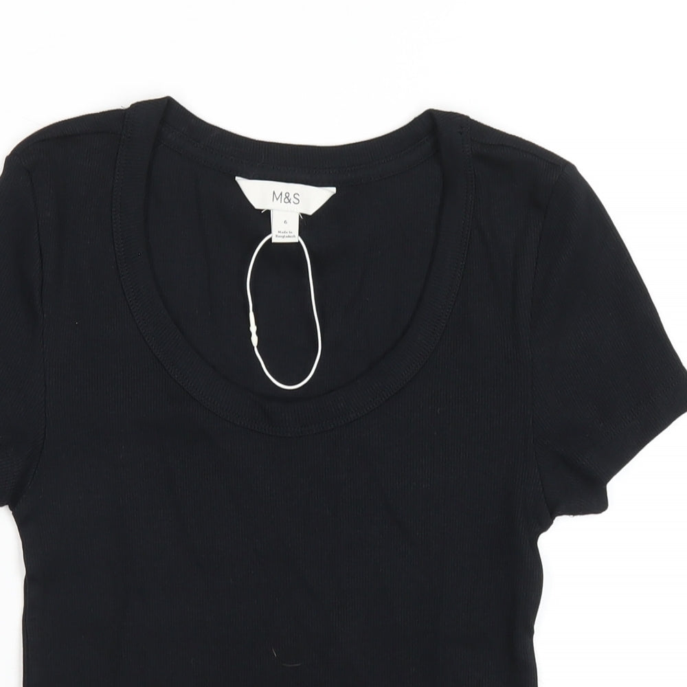 Womens UK Size 6 Marks and Spencer Black Basic T-Shirt