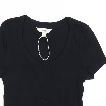 Womens UK Size 6 Marks and Spencer Black Basic T-Shirt