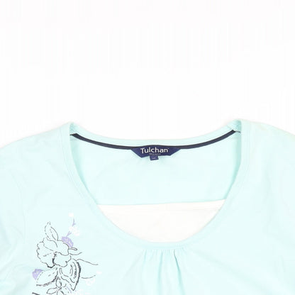 Womens UK Size M Tulchan Green Basic T-Shirt