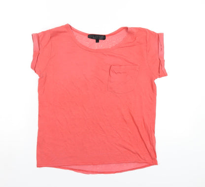 Womens UK Size 8 Topshop Red Basic T-Shirt