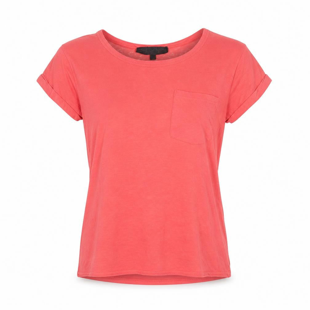 Womens UK Size 8 Topshop Red Basic T-Shirt