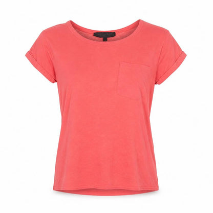 Womens UK Size 8 Topshop Red Basic T-Shirt