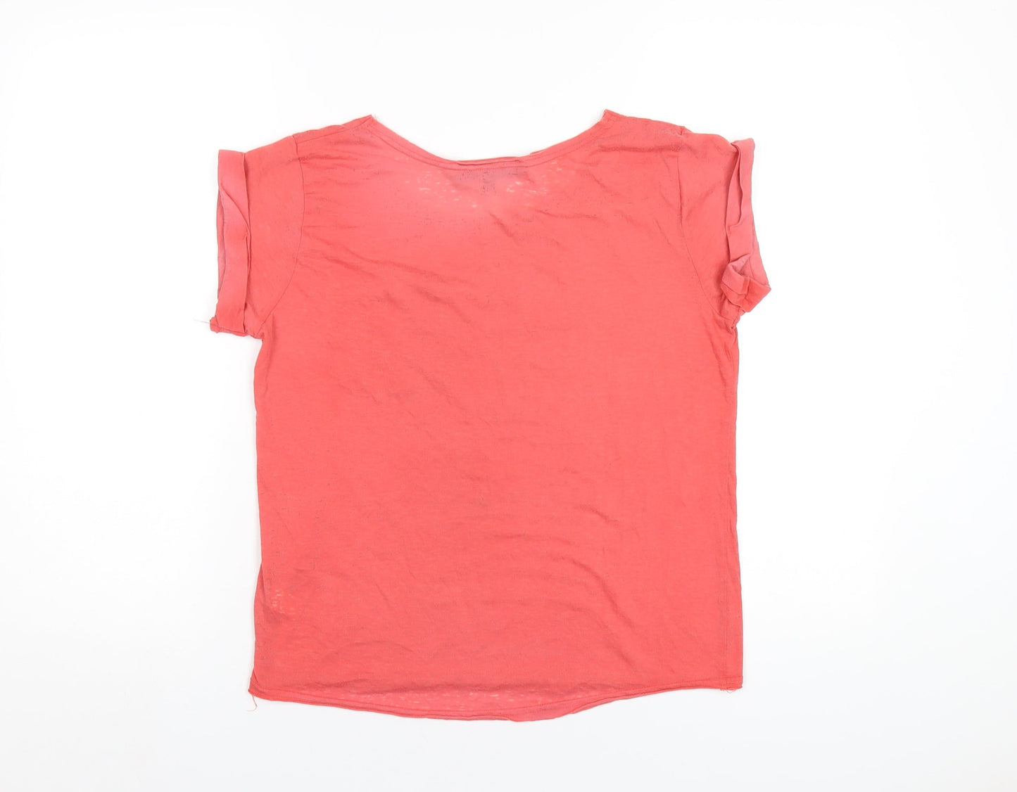 Womens UK Size 8 Topshop Red Basic T-Shirt
