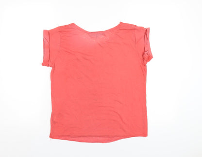 Womens UK Size 8 Topshop Red Basic T-Shirt