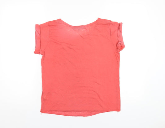Womens UK Size 8 Topshop Red Basic T-Shirt