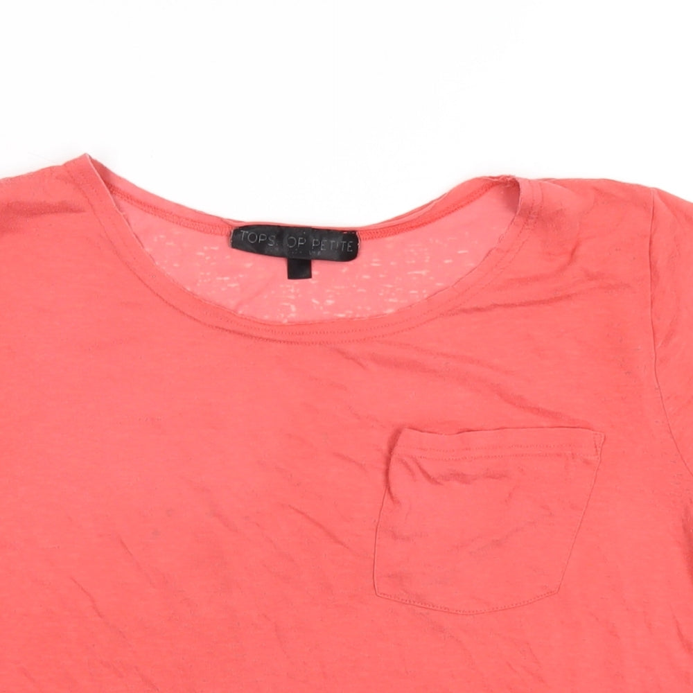 Womens UK Size 8 Topshop Red Basic T-Shirt