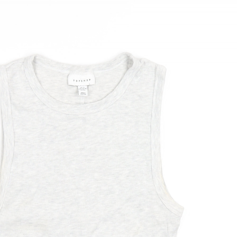 Womens UK Size S Topshop Grey Basic Tank