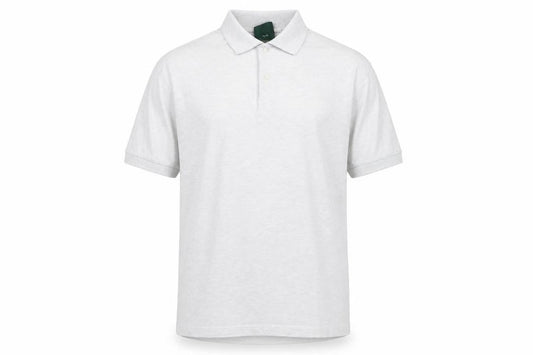 Front view of Canda men’s grey cotton polo, size XL, collared button