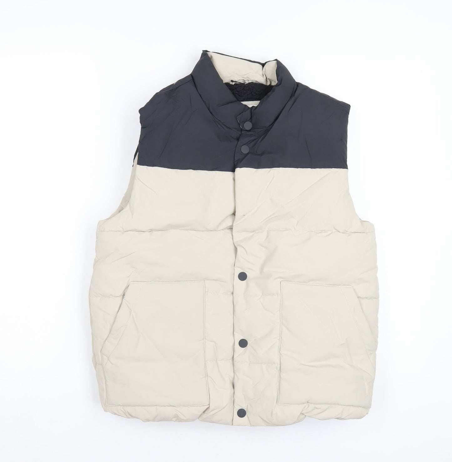 Marks and Spencer Boys Beige Quilted Waistcoat Size 11-12 Years Snap