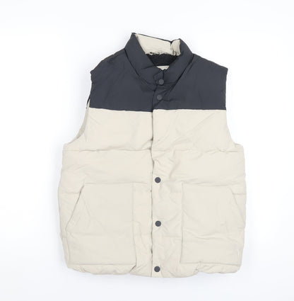 Marks and Spencer Boys Beige Quilted Waistcoat Size 11-12 Years Snap