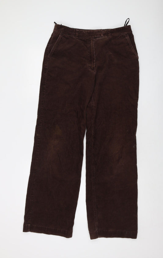 Olsen Womens Brown Cotton Trousers Size 28 in L31 in Regular Button