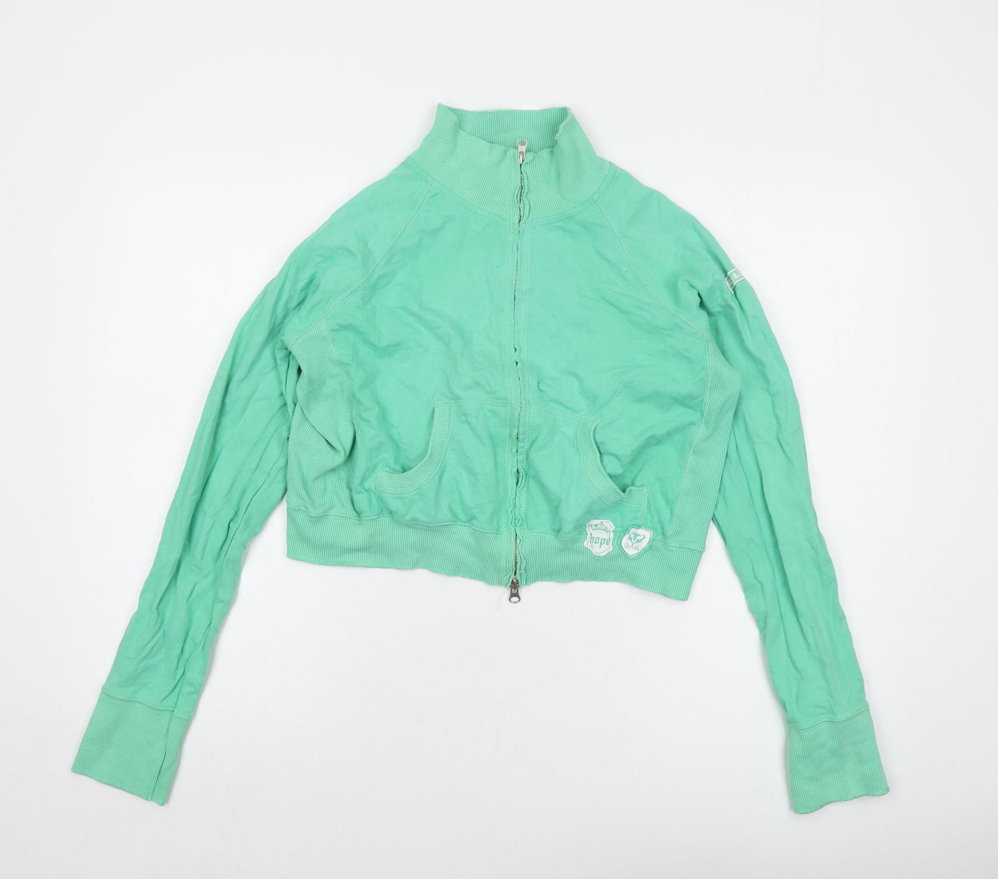 New Look Womens Green Cotton Full Zip Sweatshirt Size 16 Zip