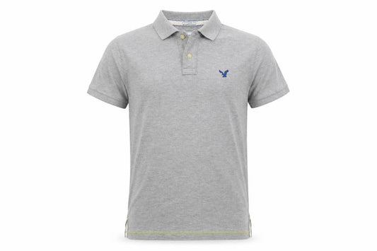 American Eagle Mens Grey Cotton Polo Size M Collared Button - Vintage