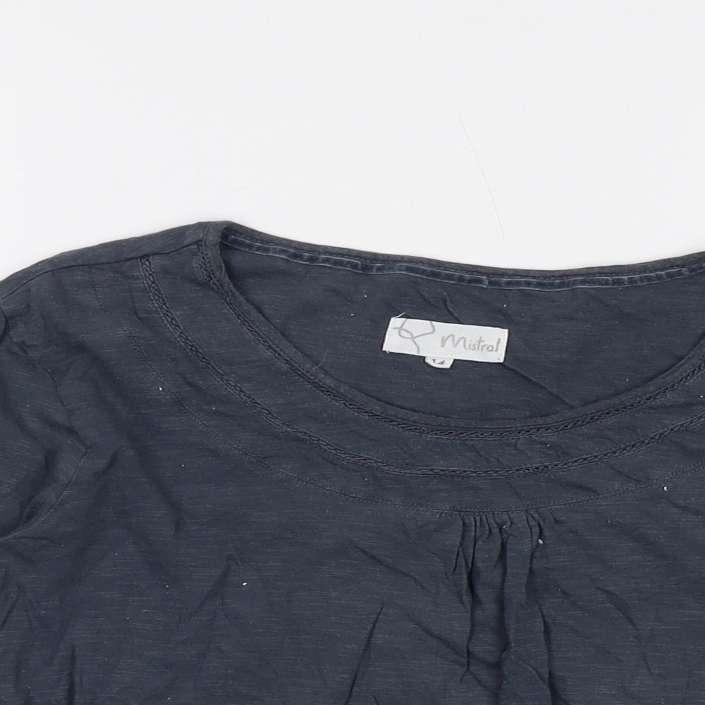 Womens UK Size 14 Mistral Blue Basic T-Shirt