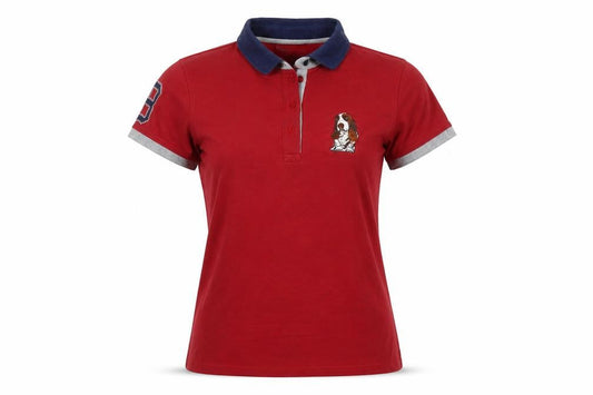 Modern Basic Womens Red Cotton Basic Polo Size M Collared