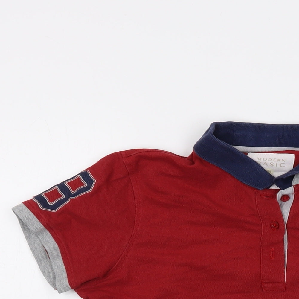 Modern Basic Womens Red Cotton Basic Polo Size M Collared