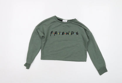 Friends Girls Green Cotton Pullover Sweatshirt Size 9-10 Years Pullover