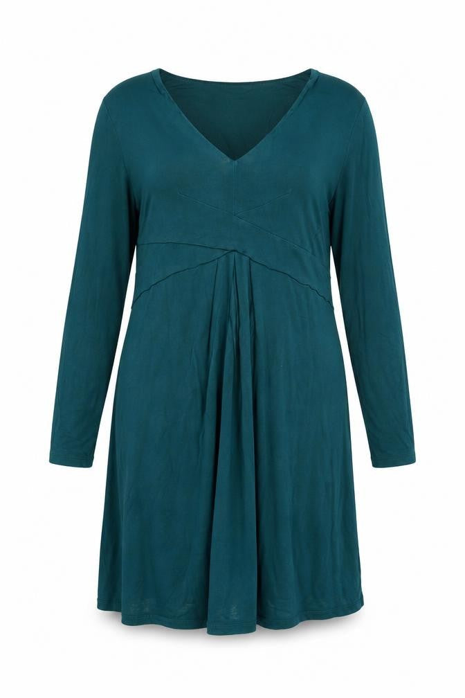 East Womens Green Viscose A-Line Size 14 V-Neck Pullover