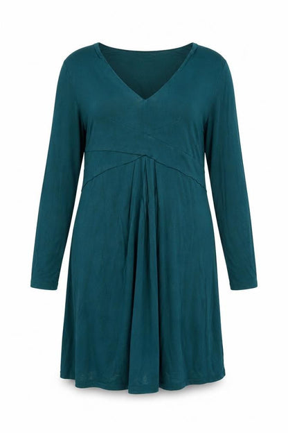 East Womens Green Viscose A-Line Size 14 V-Neck Pullover