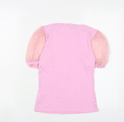 Womens UK Size 10 New Look Pink Basic T-Shirt