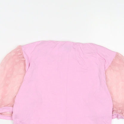 Womens UK Size 10 New Look Pink Basic T-Shirt