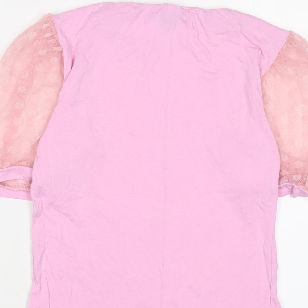 Womens UK Size 10 New Look Pink Basic T-Shirt