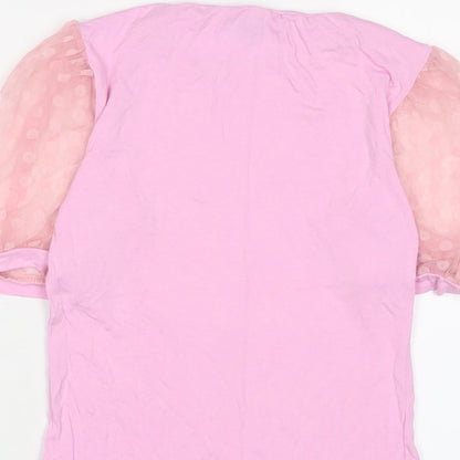 Womens UK Size 10 New Look Pink Basic T-Shirt