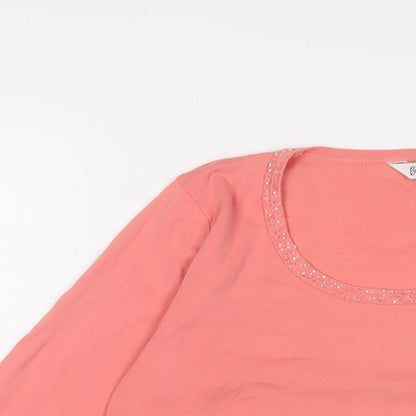 Womens UK Size 14 BHS Pink Basic T-Shirt