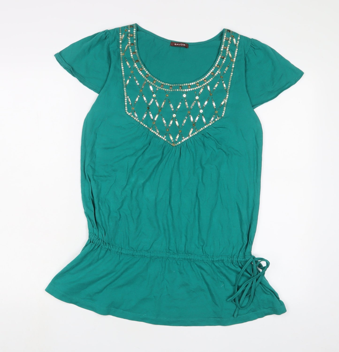 Womens UK Size 10 Savoir Green Tunic T-Shirt